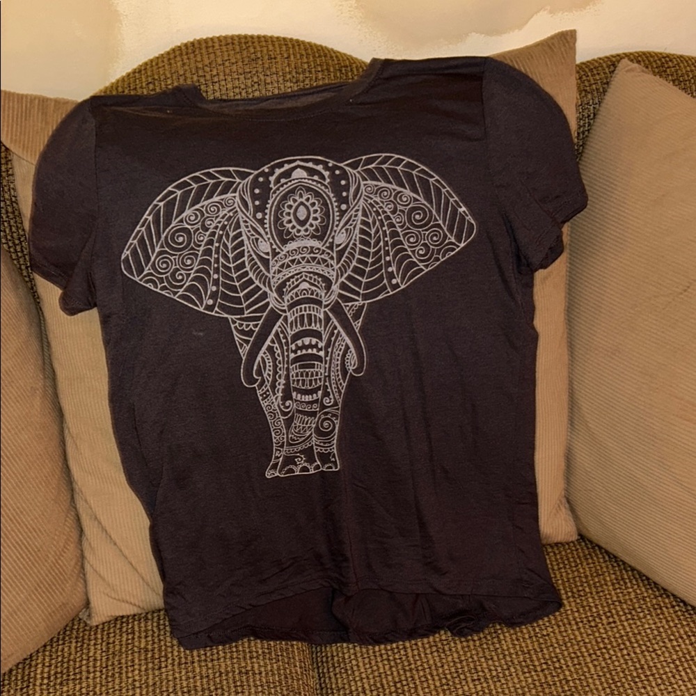 Black T-Shirt with Elephant Design